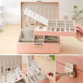2 Layer Premium Leather Jewelry Box Storage