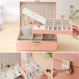 2 Layer Premium Leather Jewelry Box Storage